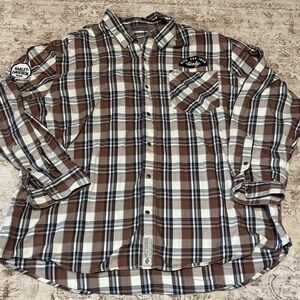 Harley-Davidson Men's Casual Brown Plaid Shirt